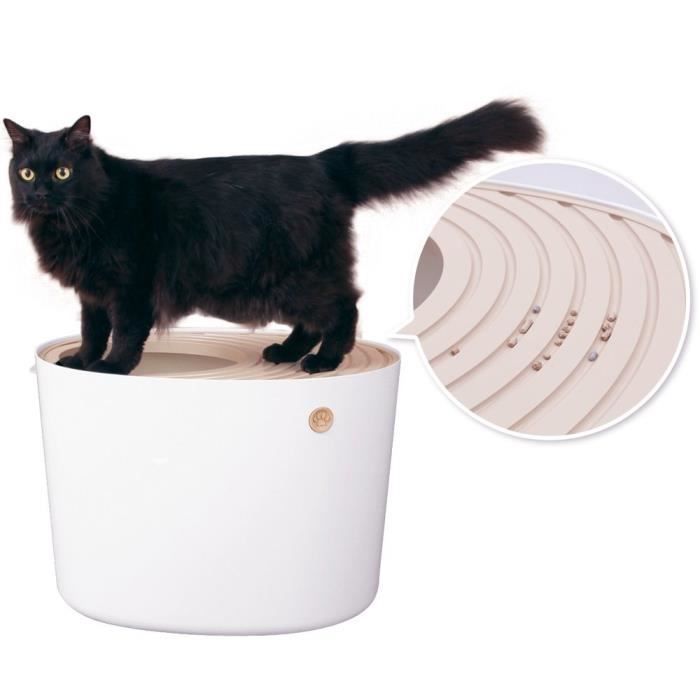IRIS OHYAMA - Arenero cerrado - Incluye pala - Tapa perforada - Para gatos - Arenero de fácil acceso - Blanco