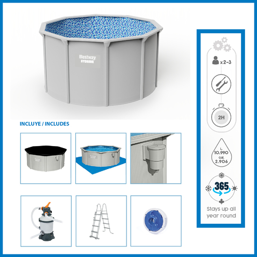  Bestway Hydrium Round Pool Pack 360x120 cm with Pool Accessories and Pool Cleaner