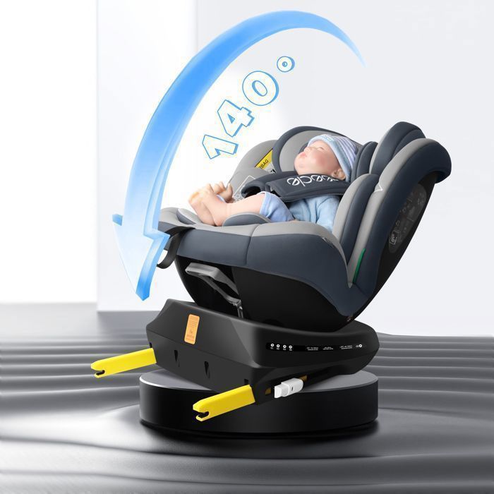 Reecle I-Size Siège Auto 360° Pivotant ISOFIX 40-150 cm, de la naissance à 12 ans (0-36 kg), ECE R129, Gris