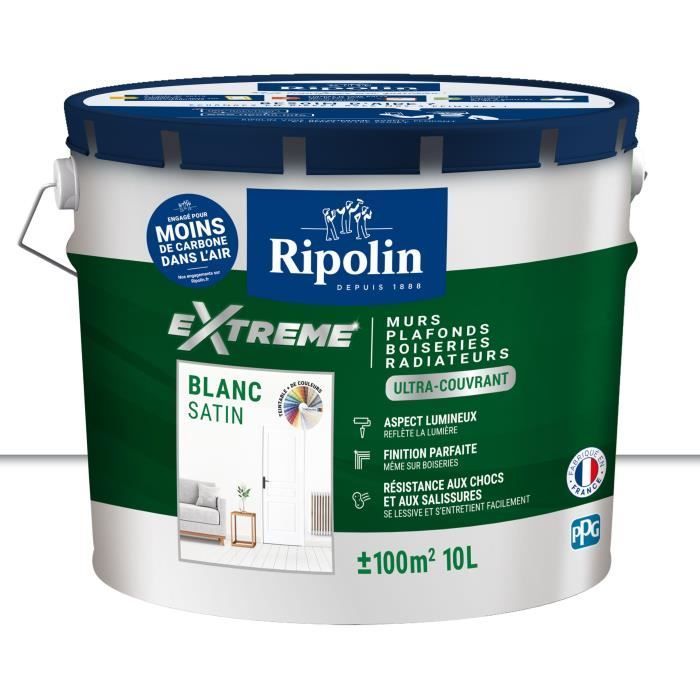 Pintura para paredes y techos Ripolin 10L, color blanco satinado, de una sola capa.