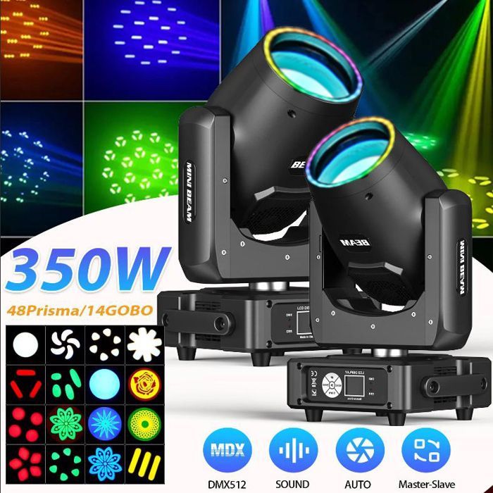 Luci da palcoscenico - UKING 350W RGBW LED DJ Moving Head Gobo con strisce luminose - Confezione da 2