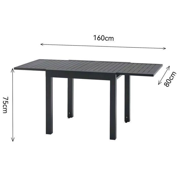 Mesa de jardín extensible SOLOMA para 6 personas - SOLOMA - Aluminio - 80/160 x 80 x 75 cm