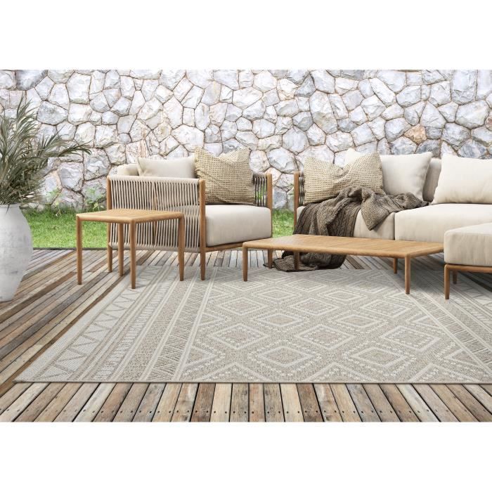 Tapis d'intérieur et extérieur - THE CARPET - Calgary - Beige - 120x160 cm - Résistant UV