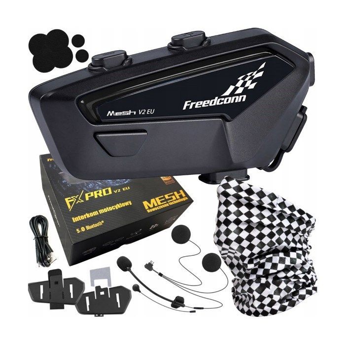 Intercom moto - FREEDCONN - FX Pro V2 EU MESH - Bluetooth 5.0 - Portée 1200 m - Autonomie 12h