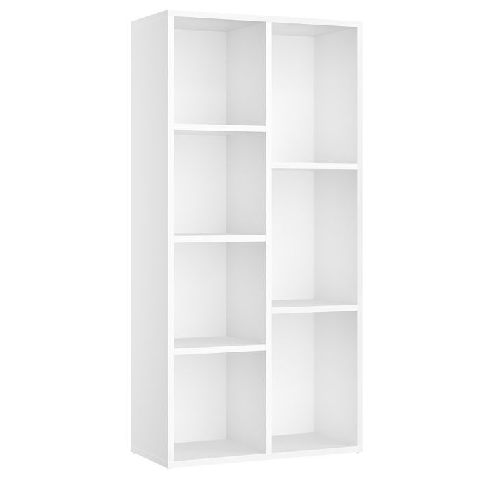 VASAGLE Bibliothèque, Meuble de Rangement avec 7 Compartiments, Étagère sur Pied, Bibliothèque Cubique, Salle à Manger, Blanc