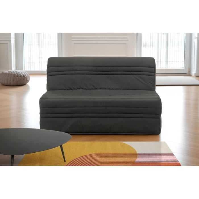 Banquette BZ JOE - Tissu gris anthracite - 3 places - L 143 x P 97 cm - Couchage 140 x 190 cm