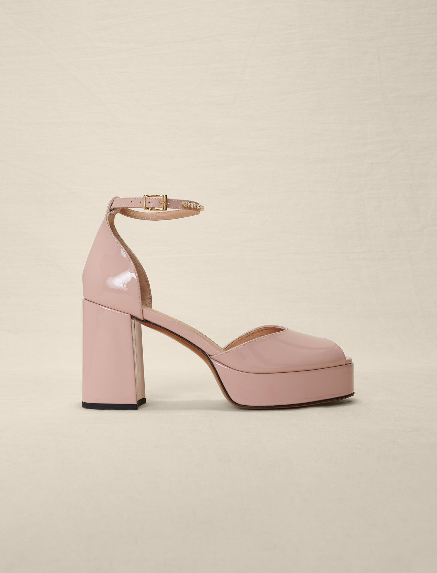 Roze lakleren sandalen met hak