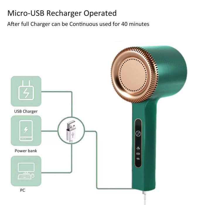 Rasoir anti-bouloche - MOOHOP - Électrique - 3 réglages d'intensité - Léger et portable - Vert/Blanc