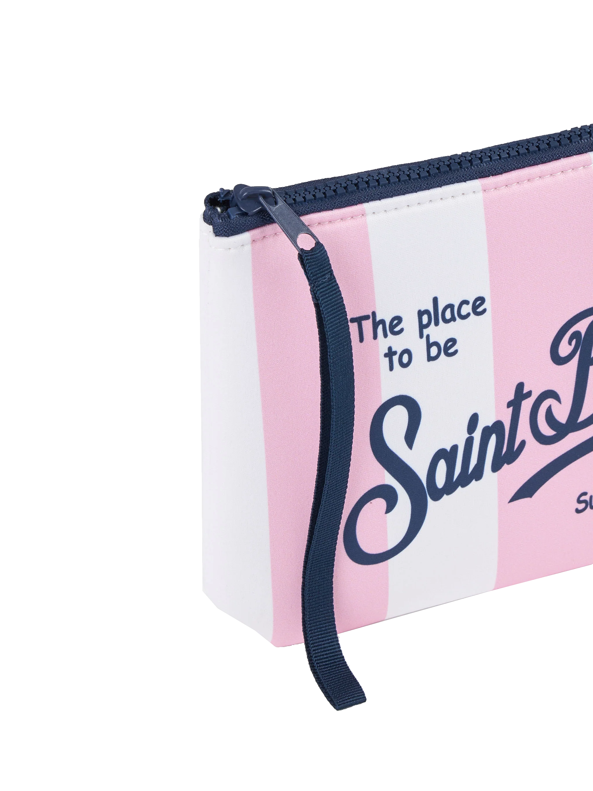 Aline Scuba Clutch mit rosa Streifenmuster