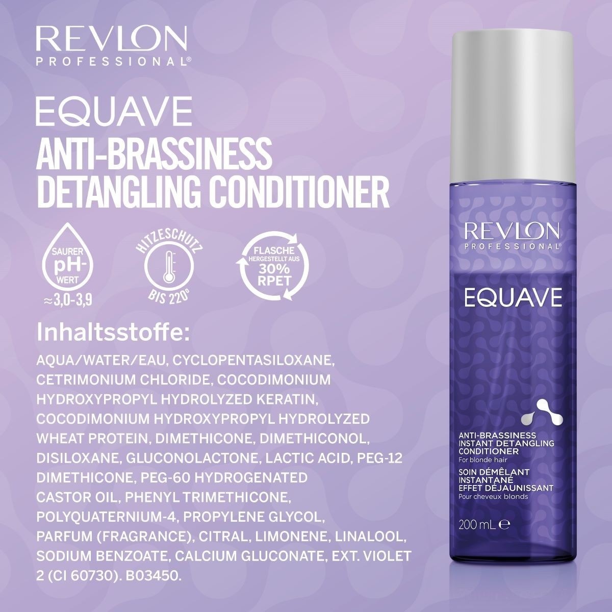 Revlon Professional Equave Anti-Yeling Instant Detangling Conditioner - 200 ml - Atsvaidzinošs kondicionieris matiem, kas nesavelk matus un piešķir tiem dzeltēšanu.
