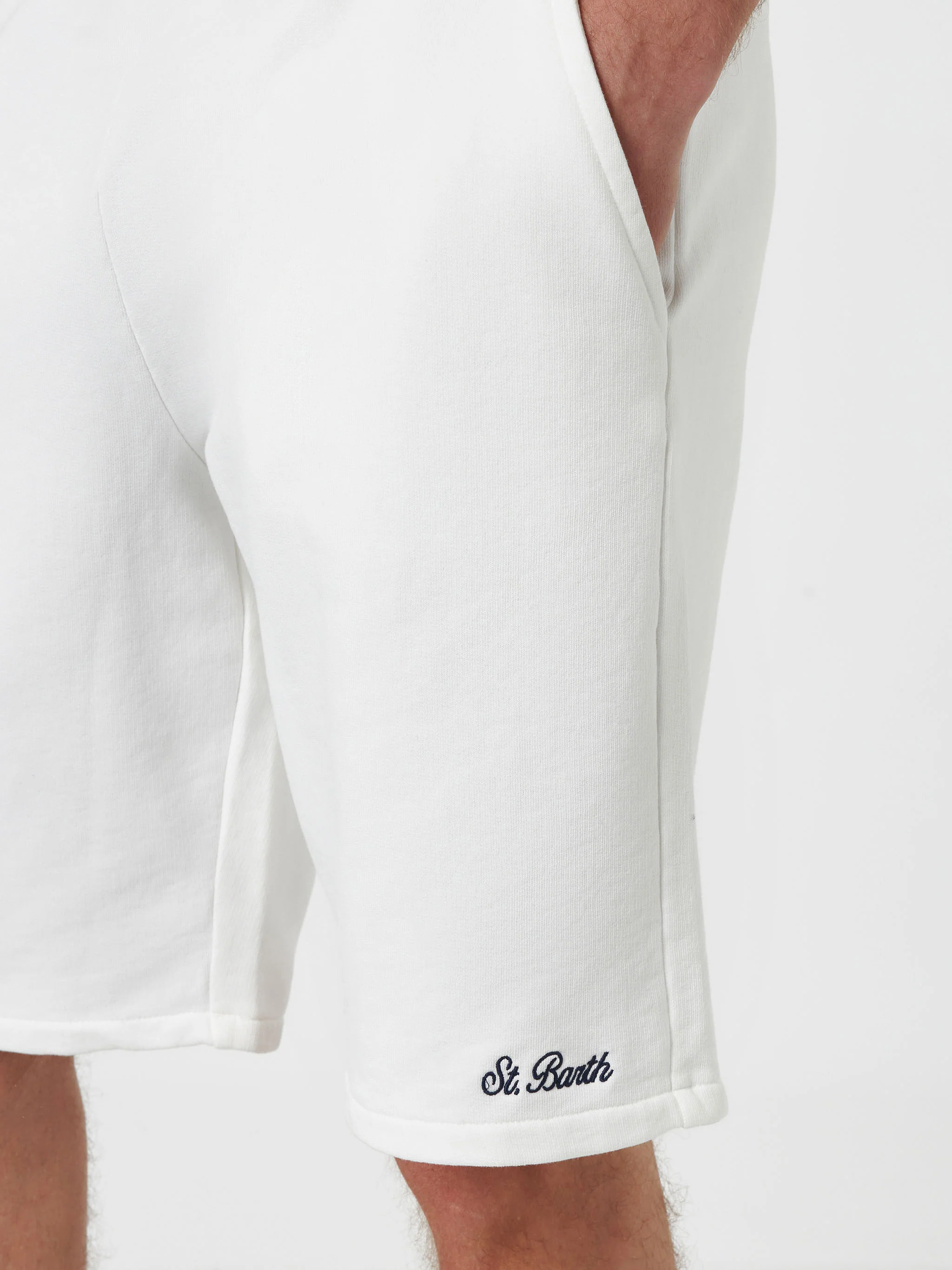 Randle herenbermudashorts van wit katoenfleece