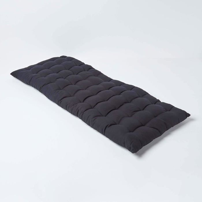 Cojín para banco de jardín - HOMESCAPES - Negro - 108 x 42 x 5 cm - Alfombra - Algodón y poliéster - Exterior