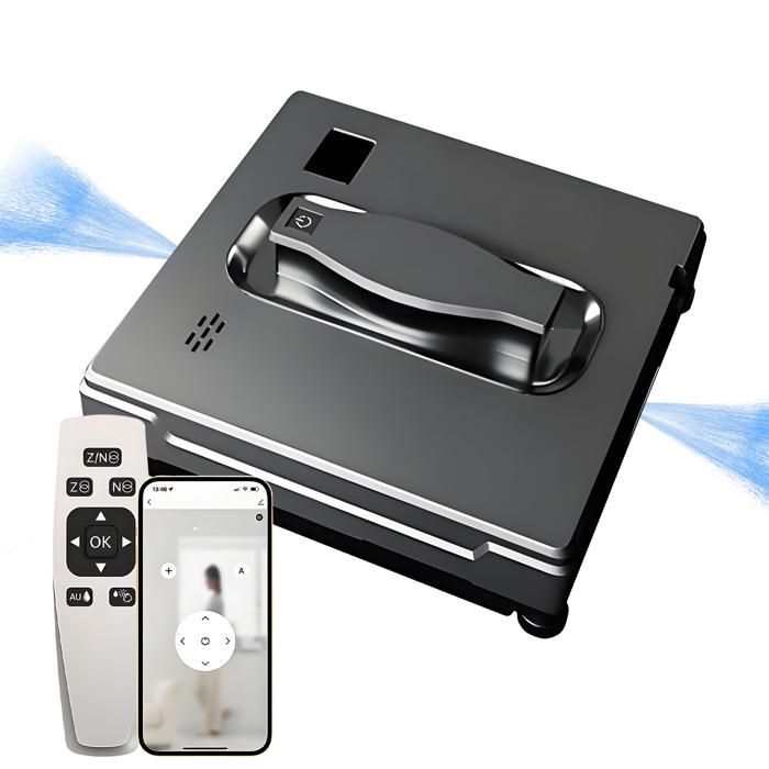Robot limpiacristales de 200 PA - Robot limpiacristales de 800 W - Doble chorro de agua - 50 ml - 2 min/spm - Control remoto - 3 modos de limpieza