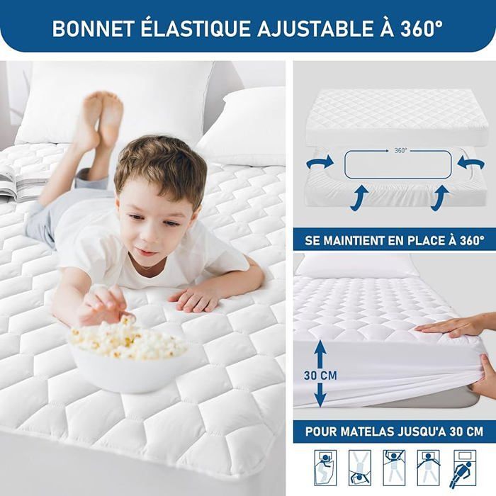 Protector de colchón acolchado de 90x200 cm, certificado Oeko-TEX, impermeable y transpirable, para cama individual, cubrecolchón multicolor.