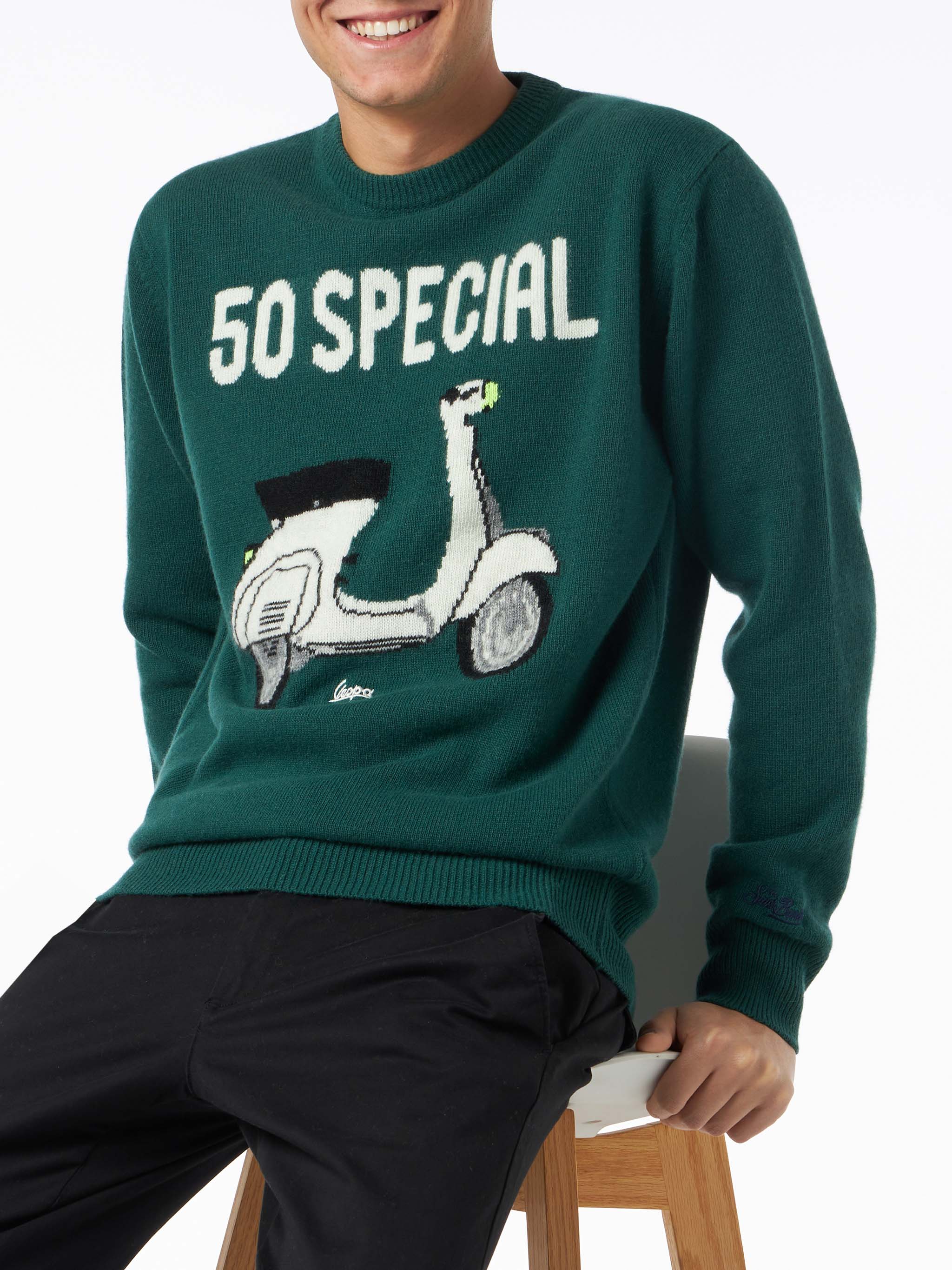 Trui met ronde hals voor heren met Vespa-jacquardprint | SPECIALE EDITIE