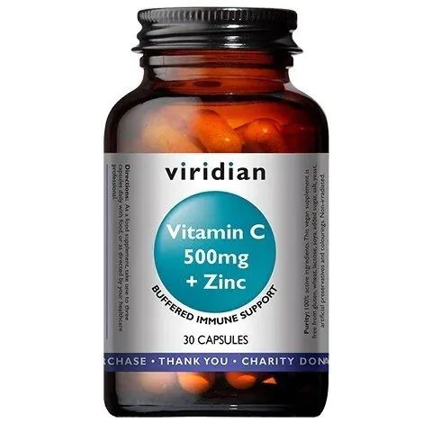 Viridian Witamina C 500 mg z Cynkiem, 30 Kapsułek