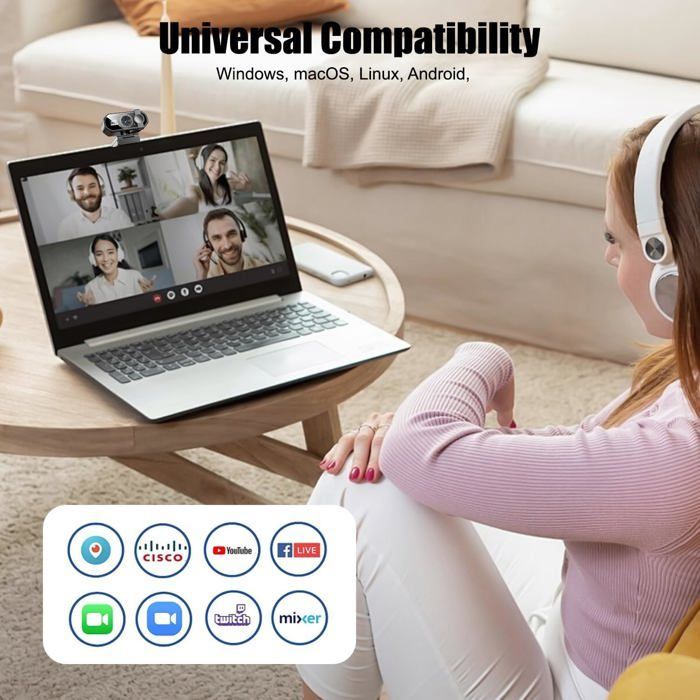 Cámara web para PC Full HD 1080P con micrófono, cámara USB Plug and Play giratoria de 360° para vídeo y grabación.