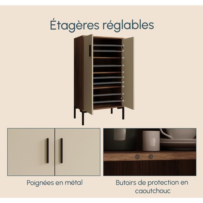 Aparador bajo - DISEÑO DE MUEBLES - Lander L17 - 2 puertas - Melamina - Multicolor