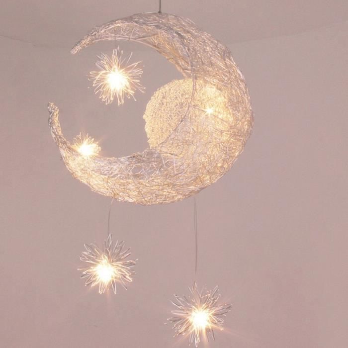 Plafonnier en aluminium LEMONBEST - Lumière de lune et d'étoile - Chambre d'enfant - Blanc