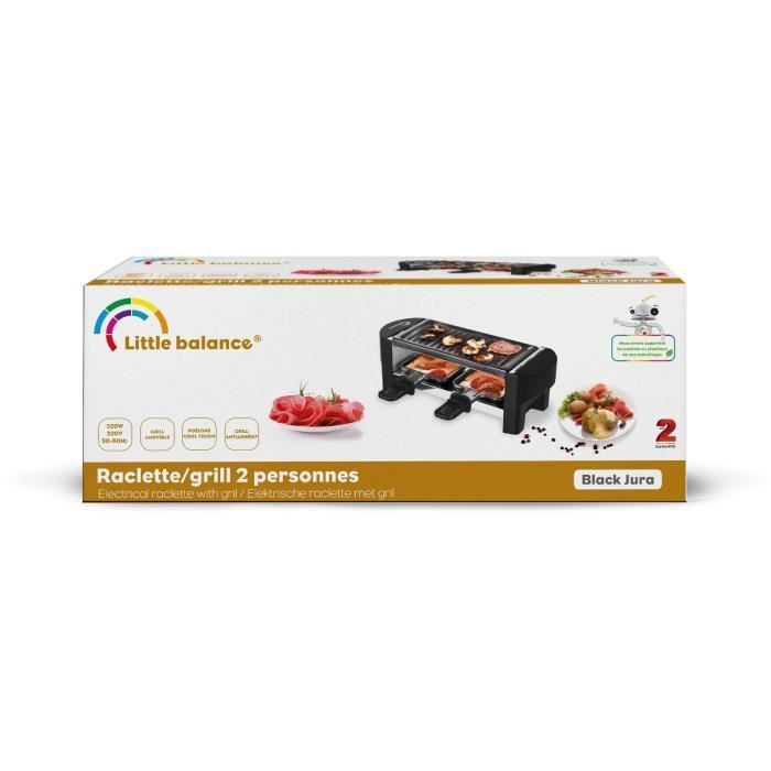 Parrilla para raclette LITTLE BALANCE - Solo para dos personas - Para hasta 2 personas - Placa de parrilla extraíble - 350 W