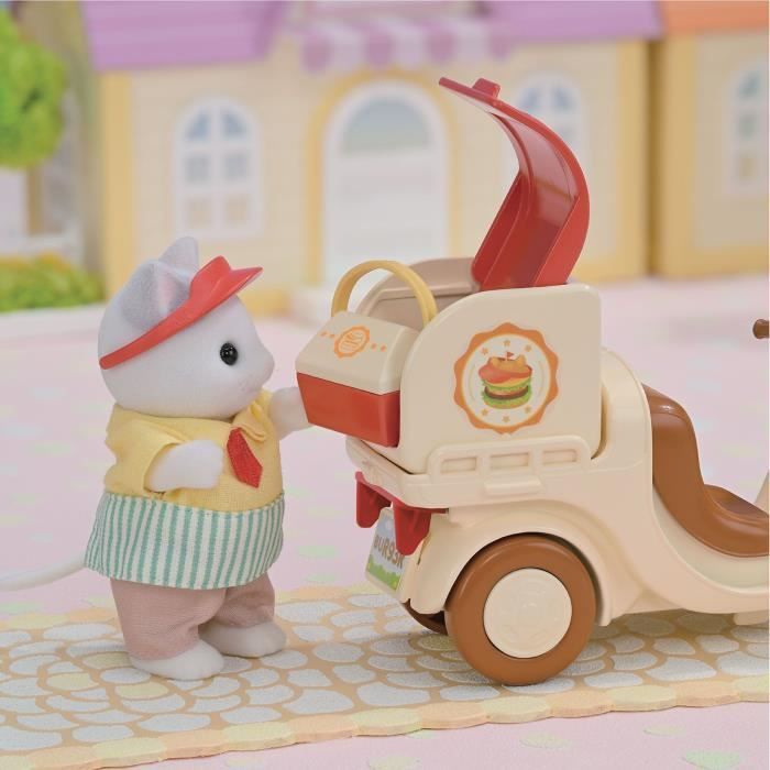 Gioco di ristorazione - SYLVANIAN FAMILIES - Chiosco di hamburger - Papà Gatto Latte e Scooter