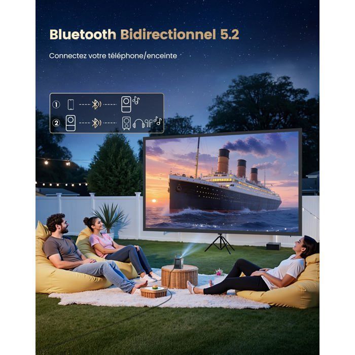 ZOKKO 4K draagbare projector - 4K UHD-resolutie - Ingebouwde Netflix-compatibiliteit - 800 ANSI lumen helderheid
