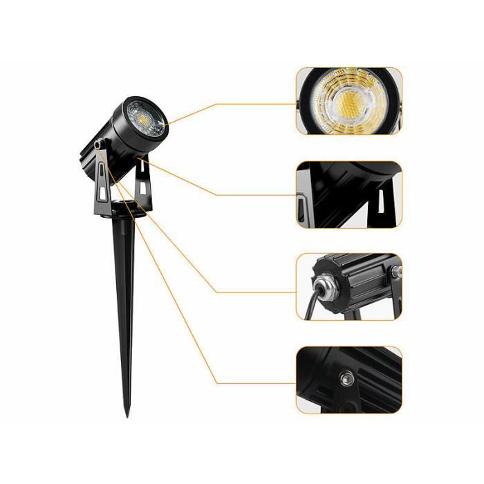 Foco LED COB para exteriores Luminea - Negro - Blanco cálido - 850 lm - 12 W