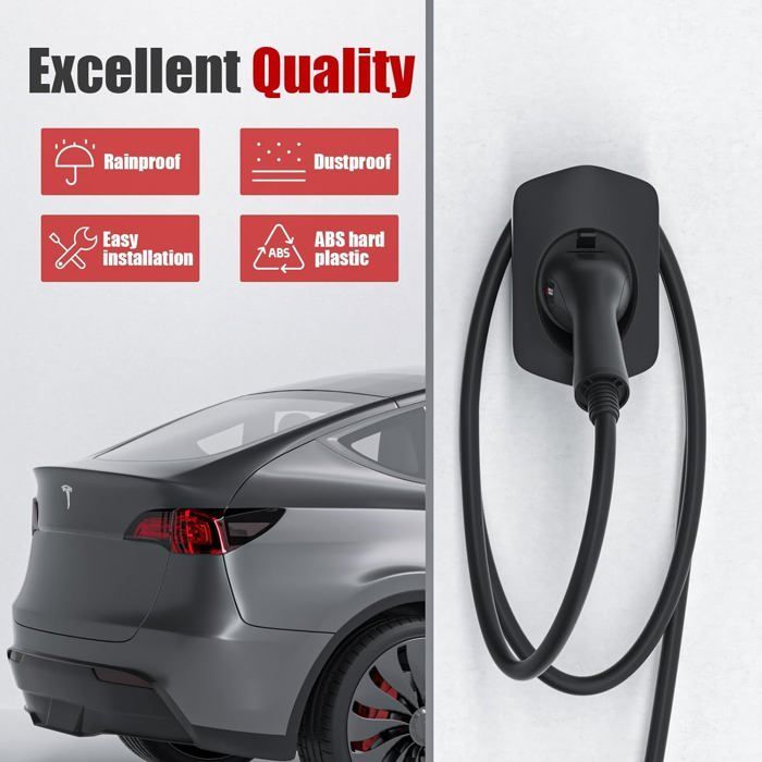 JATRHG Support Mural pour Câble de Charge Type 2 et Chargeur de Voiture Électrique avec Connecteur Rangement pour Câble EV