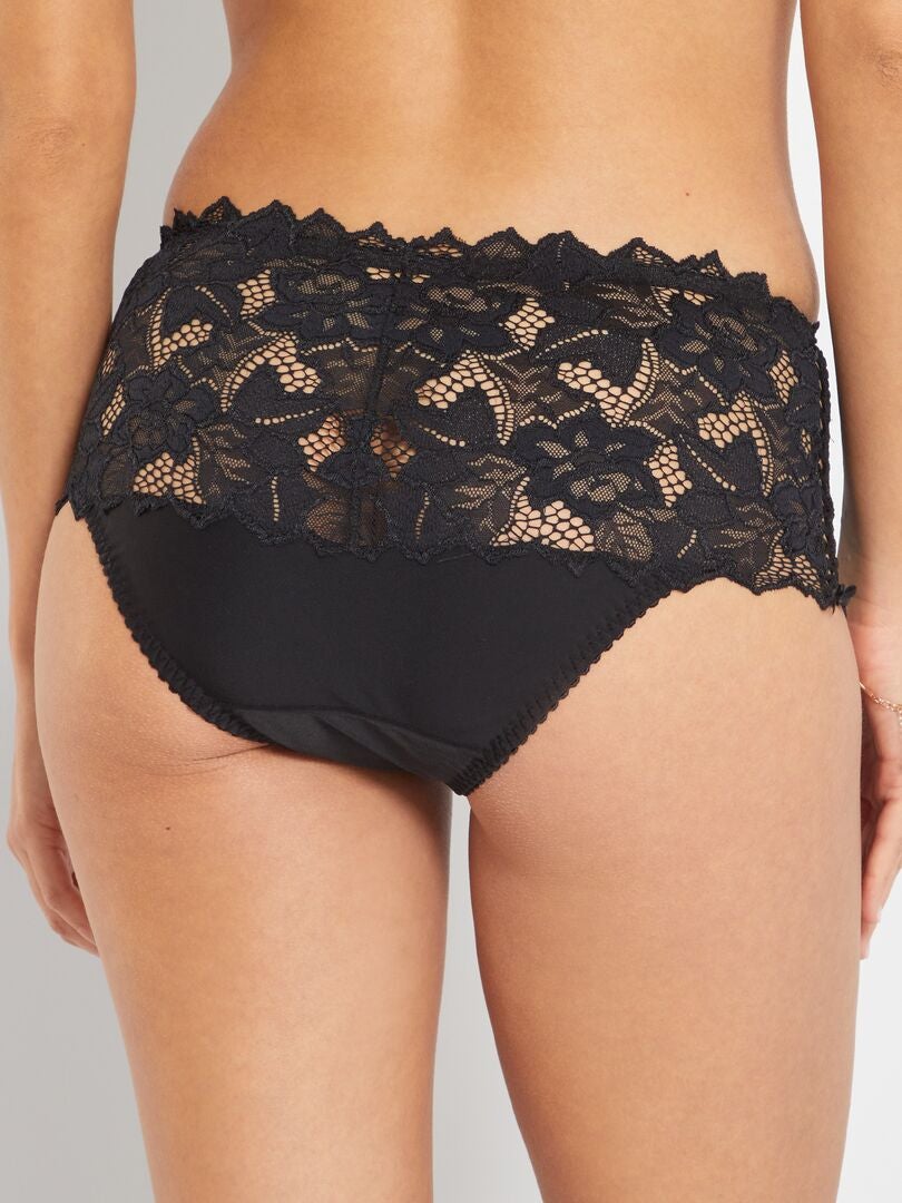 'Sans Complexe' kanten culotte - Zwart