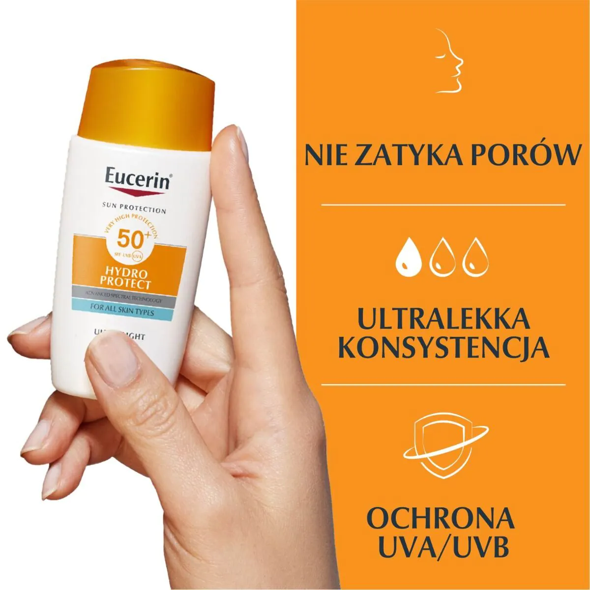 Eucerin Hydro Protect SPF 50+ Ultralekki Nawilżający Fluid Ochronny