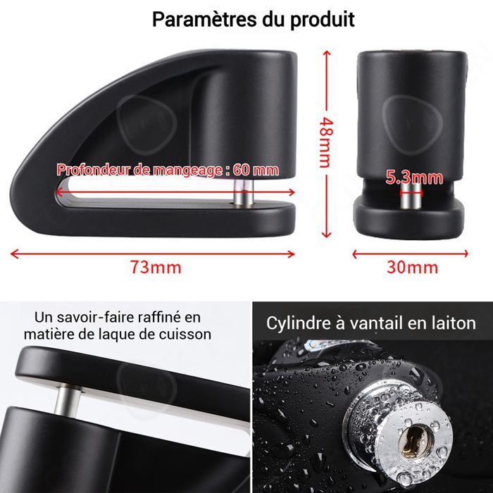 Lucchetto a U portatile e impermeabile in lega di zinco con 2 chiavi, antifurto per disco moto, approvato SRA, mini lucchetto a U