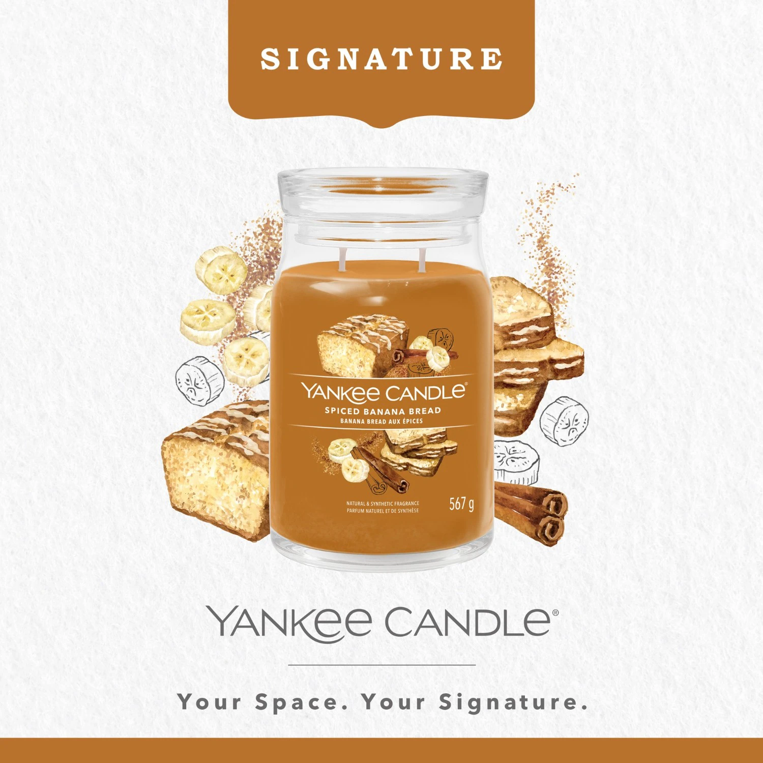 YANKEE CANDLE Grande Jarre Banana Bread aux Epices