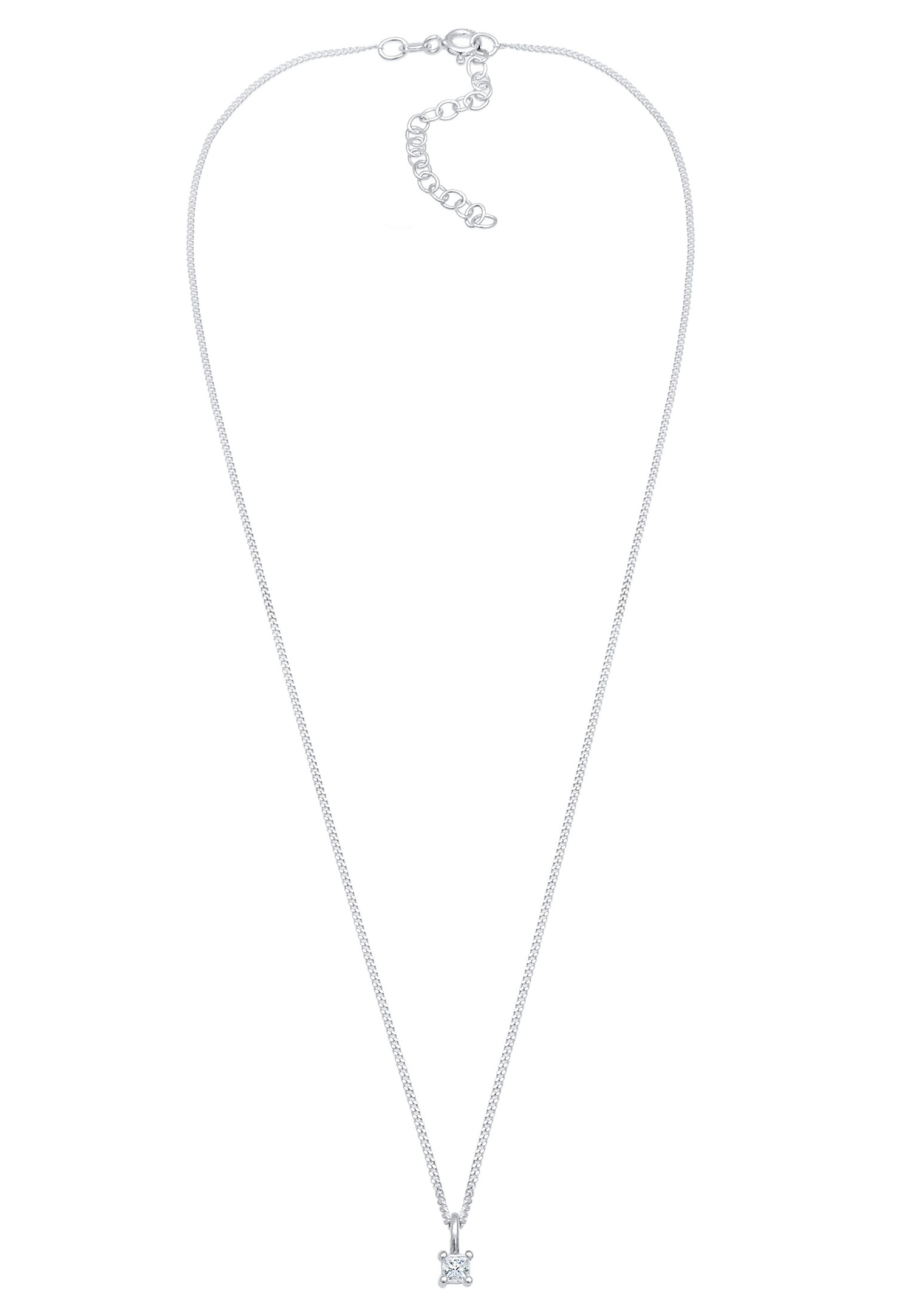 Elli DIAMONDS Femmes Solitaire Pendentif Quadrilatère Élégant avec Diamant (0.1 ct.) en argent sterling 925