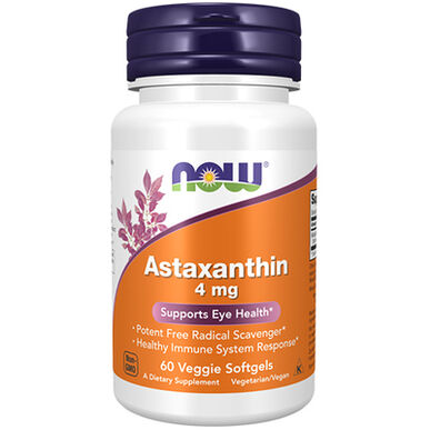 Now Astaksantin 4 mg kapsule Zaščita srca in ožilja ter oči 60 kapsul 60 kapsul