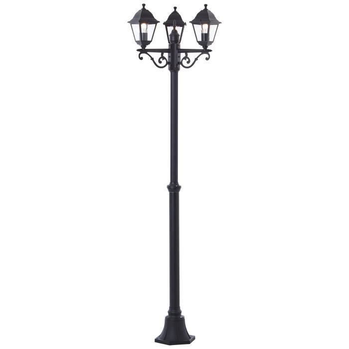 Schitterende zwarte Nissie buitenlamp, 3 x E27 - 60W - Metaal/glas - H.200 x Dia.58cm