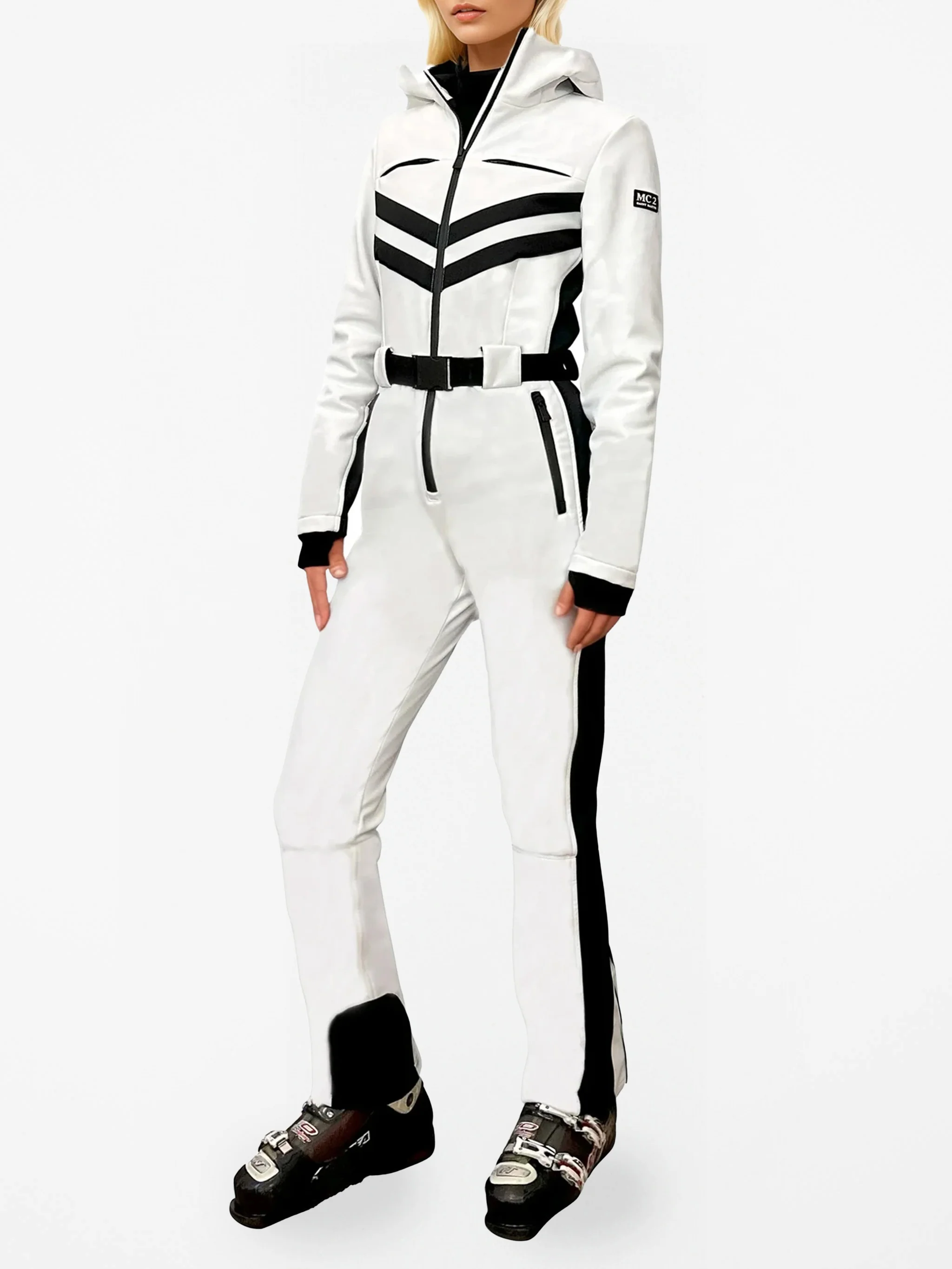 Traje de esquí blanco para mujer de Garmisch con tecnología RECCO®.