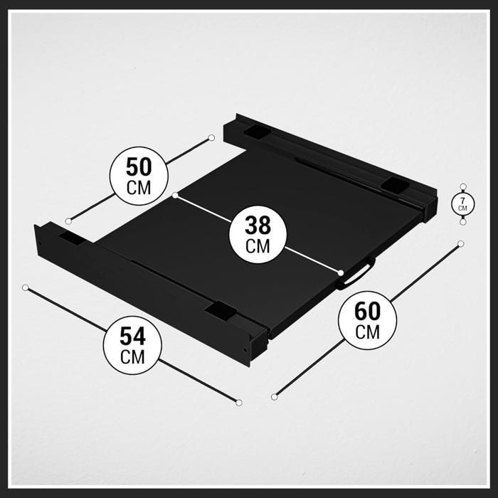Kit di impilamento universale Vonia per lavatrice e asciugatrice 60x54 cm - Con vassoio scorrevole - Nero