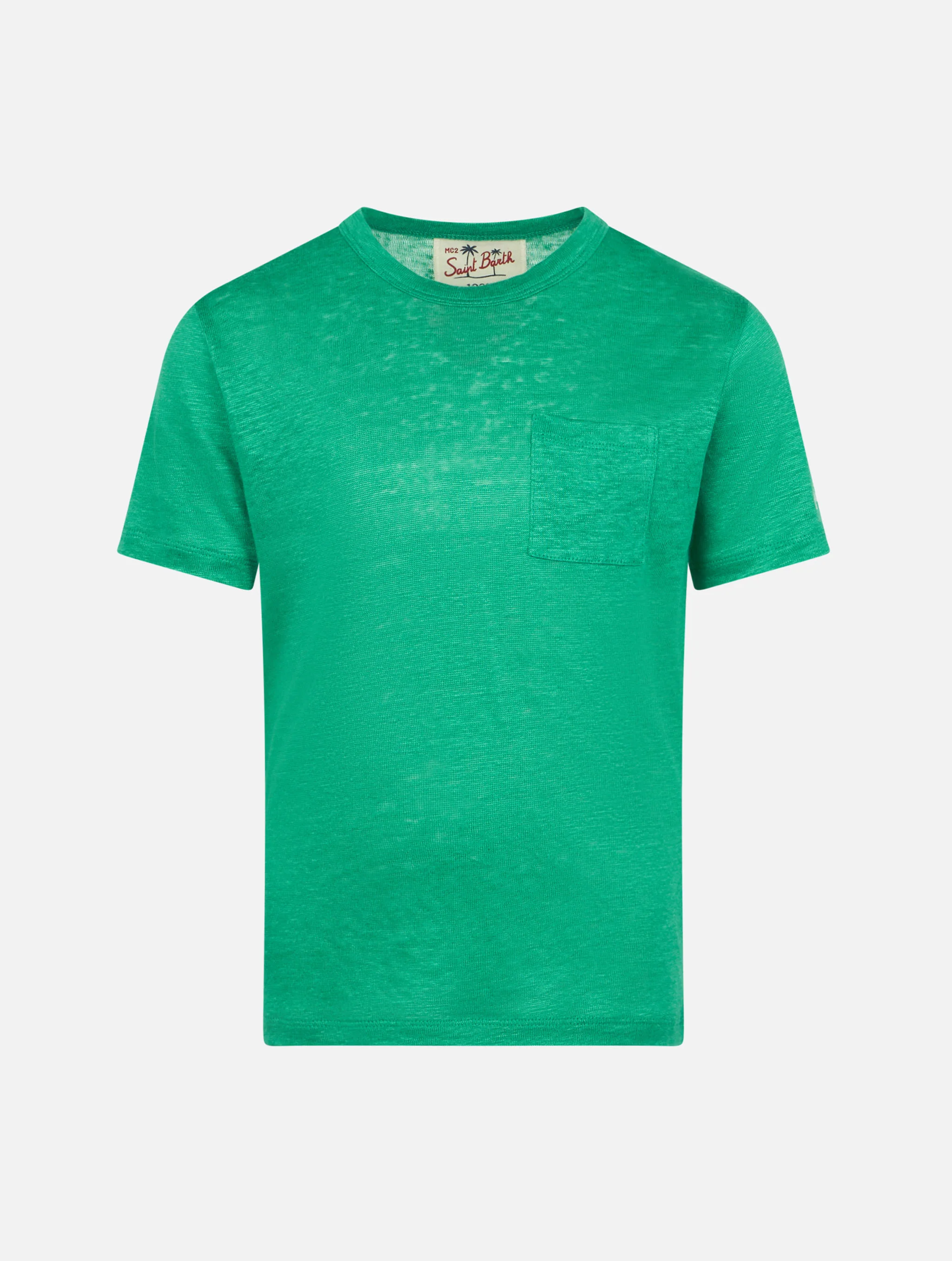 T-shirt da bambino in groene linnen jersey Alex