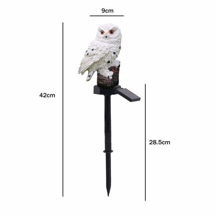 Lampe solaire LED de jardin, décoration de jardin en forme de hibou, lampe solaire étanche pour pelouse, éclairage de chemin(blanc)