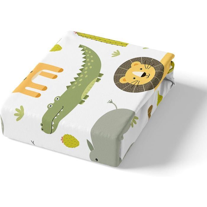 Juego de ropa de cama infantil con adorables diseños de animales salvajes: hipopótamo, cocodrilo, león, funda nórdica de 140x200cm, elefante y jirafa de dibujos animados.