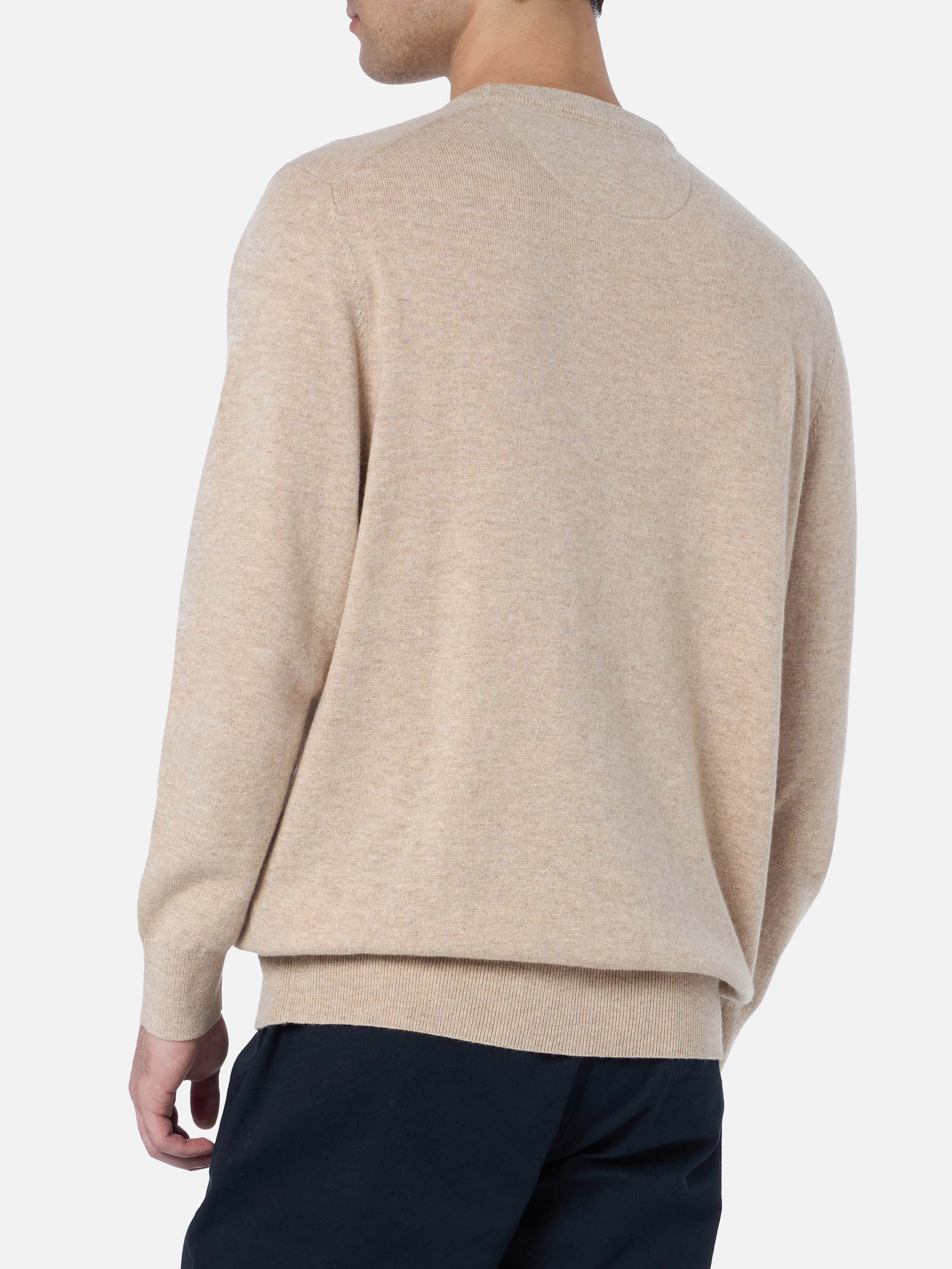 Maglione girocollo in misto cashmere beige da uomo Regent