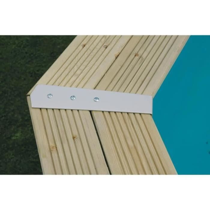 Kit de piscina de madera desmontable UBBINK - 490 x 300 x 120 cm - Ovalada (con filtro de arena, escalera interior y escalera exterior)