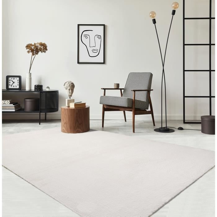 Tapis de Salon - The Carpet Loft - Crème 240x340 - Poil Ras - Antidérapant - Oeko-Tex