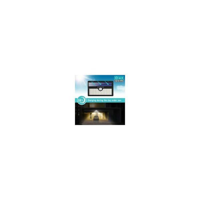 Focos solares para exteriores [Versión de bajo consumo] Paquete de 2 unidades con sensor de movimiento de 78 LED y ángulo de visión de 180°