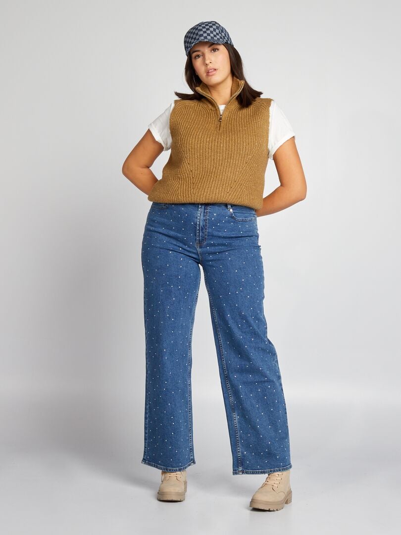 Mouwloze trui met rits - Khaki