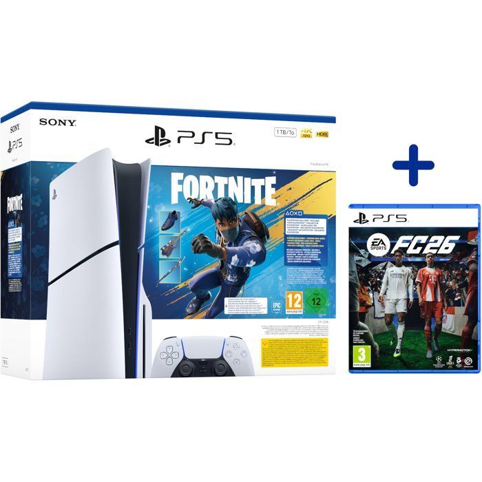 Pacchetto standard PS5 (con lettore CD): console PlayStation 5 (modello Slim) + contenuti Fortnite® Flowering Chaos + FC26
