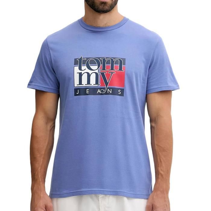 Camiseta azul para hombre con la bandera de Tommy Hilfiger
