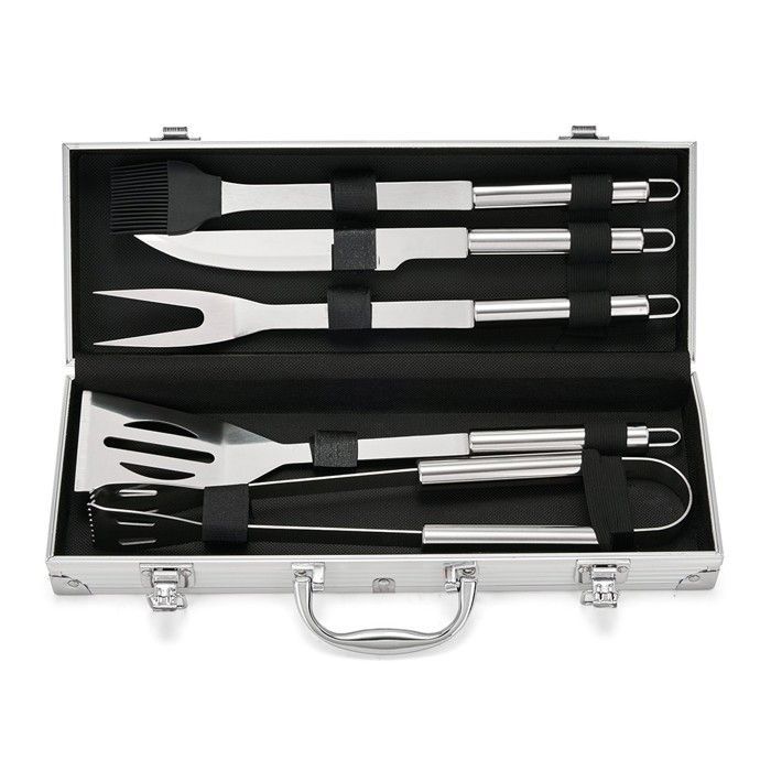 Plancha Barbecue Utensils - Stainless Steel - Metal Case - 5 Accessories - Durable - Practical
