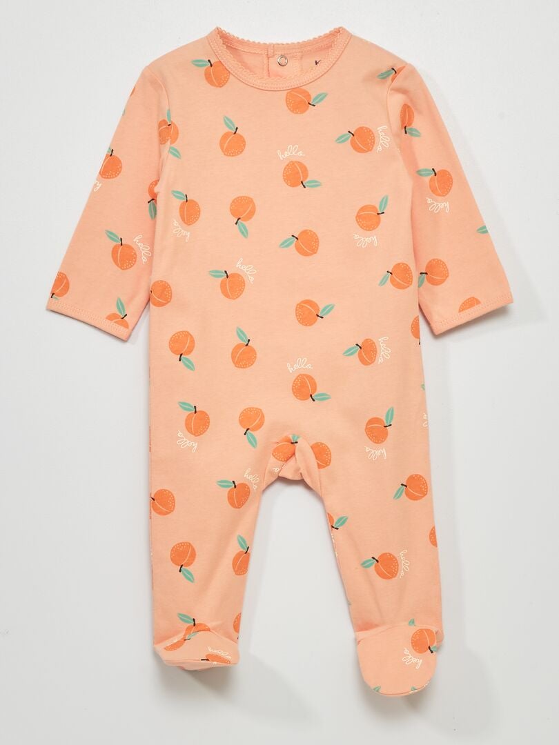 Macacão curto de malha com estampa - LARANJA