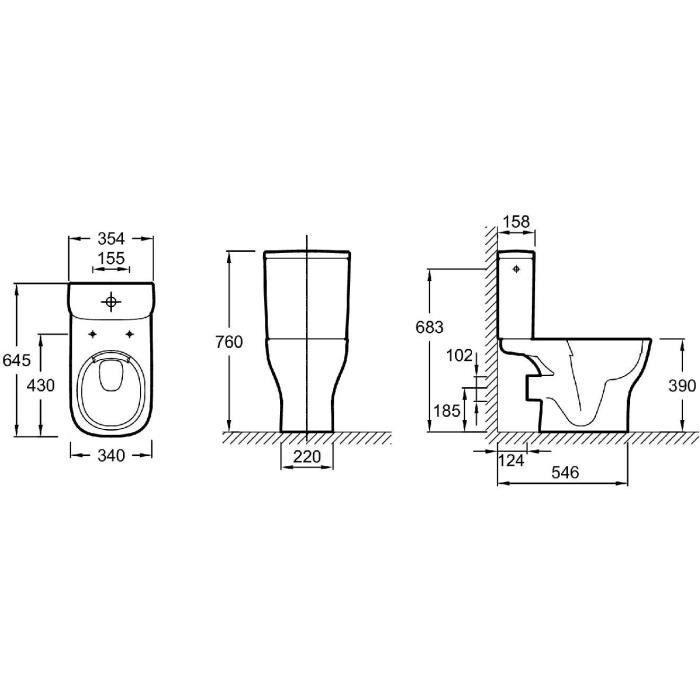 JACOB DELAFON Pack Inodoro de pie sin brida Struktura E76003-00 3/6L, Blanco